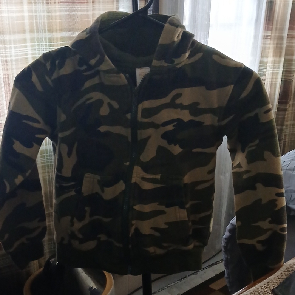 Kids Camo Zip-Up Hoodie Jacket - Green Camo